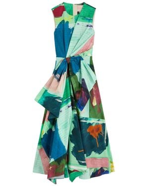 ROKSANDA Nura Printed Cotton Midi Dress - Blue