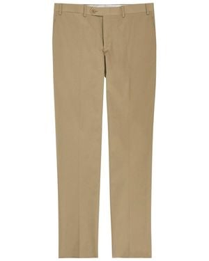 Canali Tapered-Leg Stretch-Cotton Poplin Trousers - Natural