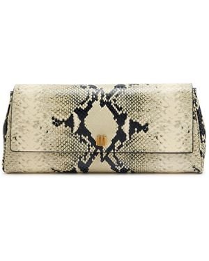 KHAITE Audrey Python-Effect Leather Clutch - Natural