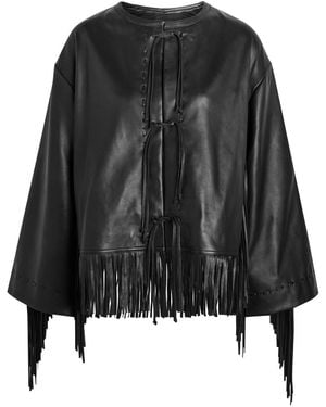 By Malene Birger Zoena Fringed Leather Jacket - Black