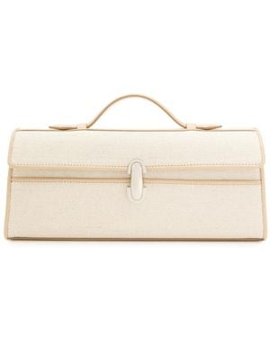 SAVETTE Slim Symmetry Canvas And Leather Pochette - Natural
