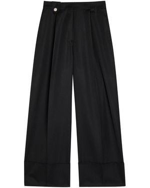 Simone Rocha Turn-Up Wide-Leg Gabardine Trousers - Black