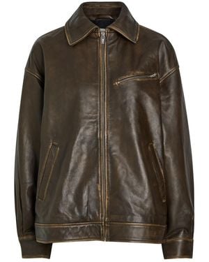 Reformation Veda Leather Jacket - Brown