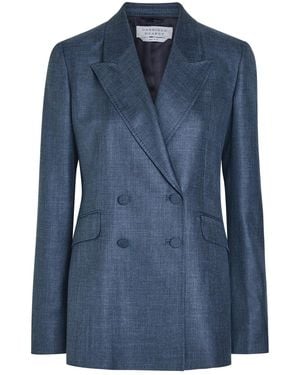 Gabriela Hearst Angela Double-Breasted Wool And Silk-Blend Blazer - Blue