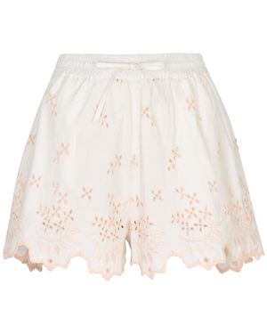 Damson Madder Lana Broderie Anglaise Cotton Shorts - Natural