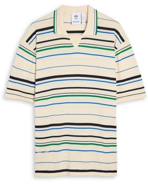 Wales Bonner Adidas X Striped Knit Polo Shirt - Gray