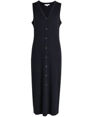 Vince Ribbed Stretch-Knit Midi Dress - Blue