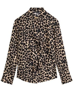Balmain Leopard-Print Silk Blouse - Black
