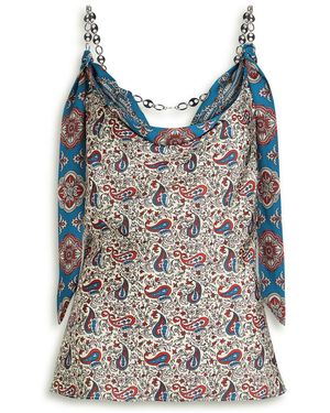 Rabanne Paisley Satin Top - Blue