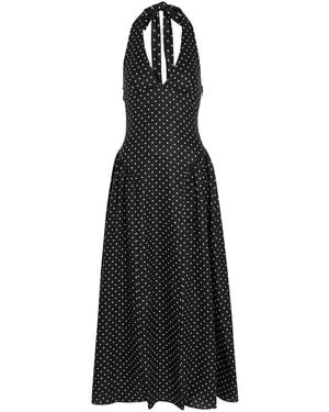 Faithfull the Brand La Cala Polka Dot Linen Midi Dress - Black