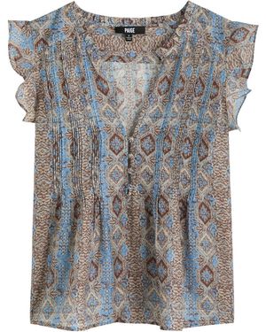 PAIGE Idris Floral-Print Cotton-Blend Top - Gray