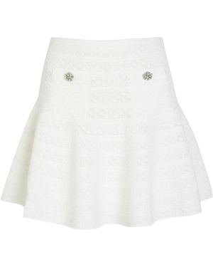 Self-Portrait Pointelle Knit Mini Skirt - White