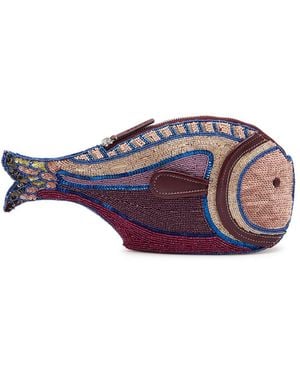 STAUD Pesce Beaded And Sequin-Embellished Clutch - Purple