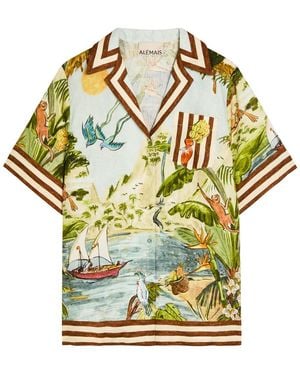 ALÉMAIS Toucan Tanga Printed Linen Shirt - Gray