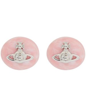 Vivienne Westwood Maude Marble Orb Brass Stud Earrings - Pink