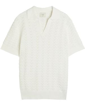 CHE Ripple Textured Fine-Knit Polo Shirt - White