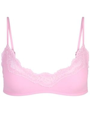 Skims Lace-Trimmed Stretch-Jersey Bralette - Pink
