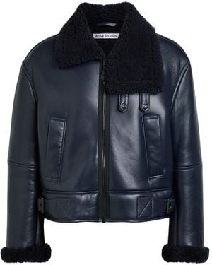 Acne Studios Shearling Leather Jacket - Blue