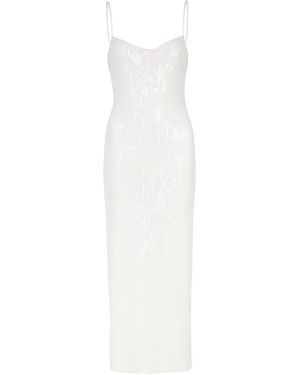 Galvan London Verona Sequin Midi Dress - White