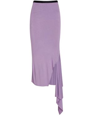 AARON ESH Fishtail Asymmetric Jersey Midi Skirt - Purple