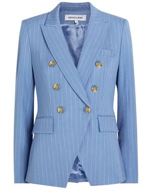 Veronica Beard Miller Dickey Pinstriped Crepe Blazer - Blue