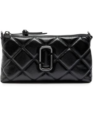 Marc Jacobs The Pochette Quilted Glossed Leather Bag - Black
