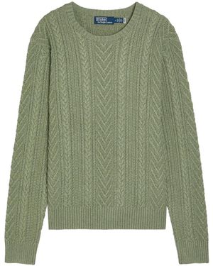 Polo Ralph Lauren Cable-Knit Cotton And Linen-Blend Jumper - Green
