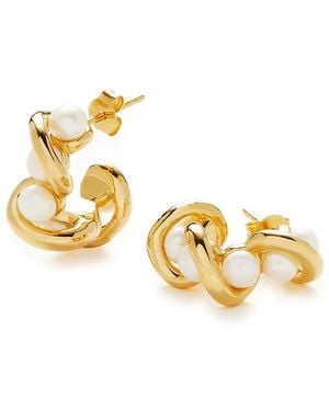 Missoma Molten Mini Pearl And 18Kt-Plated Hoop Earrings - Metallic