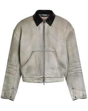 Acne Studios Leather-Trim Cotton-Twill Jacket - Grey