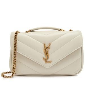 Saint Laurent Loulou Small Quilted Leather Shoulder Bag - Natural