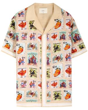 CHE Estampillas Printed Linen Shirt - White