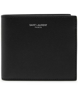 Saint Laurent East/West Pebbled Leather Wallet - Black