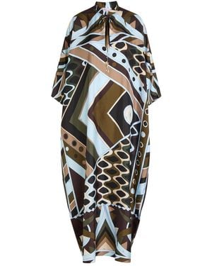 PUCCI Printed Silk-Twill Maxi Kaftan Dress - Multicolor
