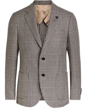 Lardini Houndstooth Wool And Silk-Blend Blazer - Grey