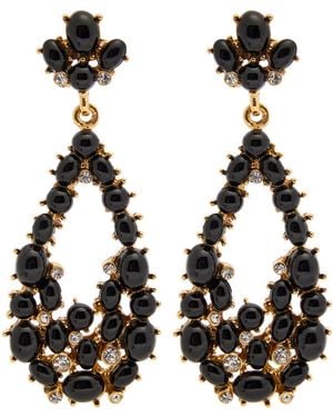 Kenneth Jay Lane Cabochon-Embellished 22Kt-Plated Drop Earrings - Black
