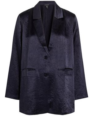 Eileen Fisher Crinkled Satin Blazer - Blue