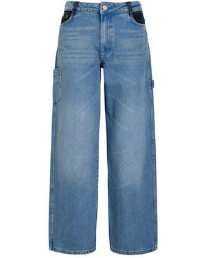 Damson Madder Drew Embroidered Relaxed Straight-Leg Jeans - Blue