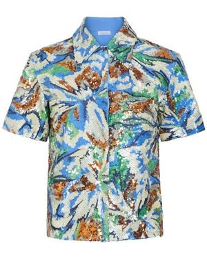 Rabanne Haut Sequin-Embellished Shirt - Blue