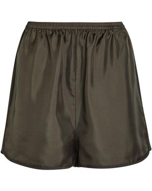 Rohe Woven-Trim Satin Shorts - Green