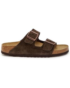 Birkenstock Arizona Brushed Suede Sliders - Brown