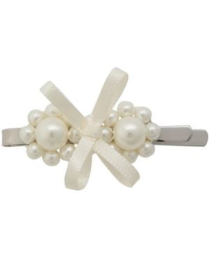 Simone Rocha Petite Bow Mini Flower Faux-Embellished Hair Clip - White