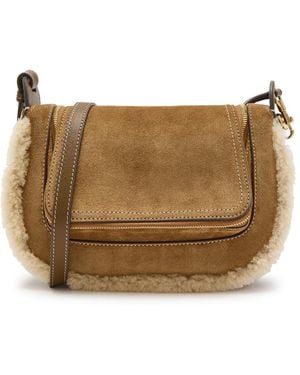 Anya Hindmarch Vere Small Shearling-Trimmed Suede Cross-Body Bag - Brown