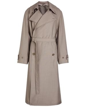 Lemaire Belted Woven Designer Trench Coat Uk10 - Natural