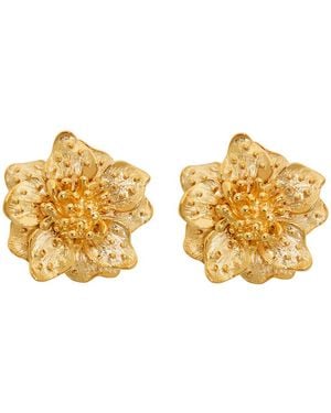 Kenneth Jay Lane Dogwood Flower 22Kt-Plated Clip-On Earrings - Metallic