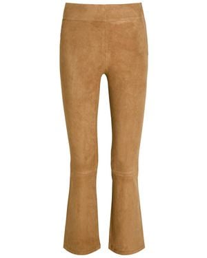 Arma Zaragoza Slim Bootcut Suede Pants - Natural