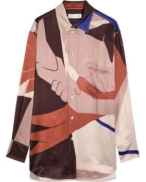 Victoria Beckham Remi Printed Satin-Crepe Shirt - Pink