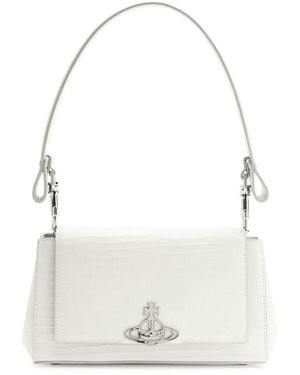 Vivienne Westwood Hazel Medium Crocodile-Effect Leather Shoulder Bag - White