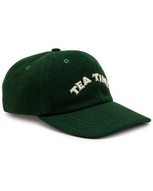 Drake's Tea Time Appliquéd Merino Wool Cap - Green