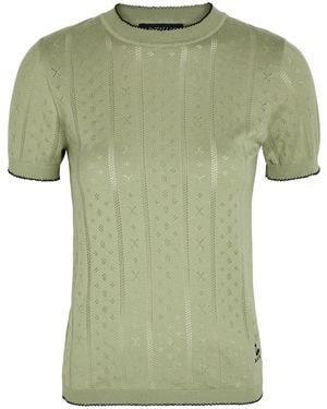 B.B. Wallace Indiana Pointelle-Knit Cotton T-Shirt - Green