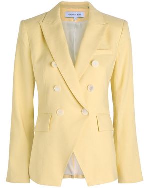 Veronica Beard Miller Dickey Linen-Blend Blazer - Yellow